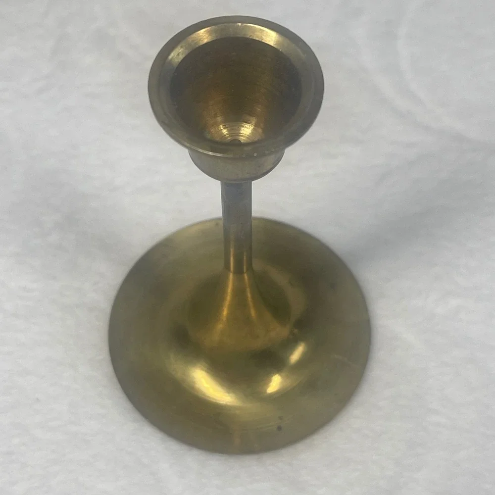 Vintage Brass Candle Holder Set of 8 Mixed Heights Etched Floral Chamberstick